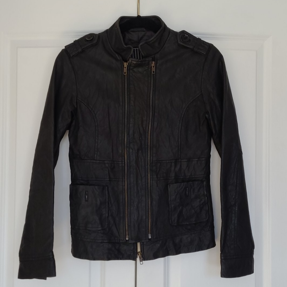 Black Distressed Leather Jacket